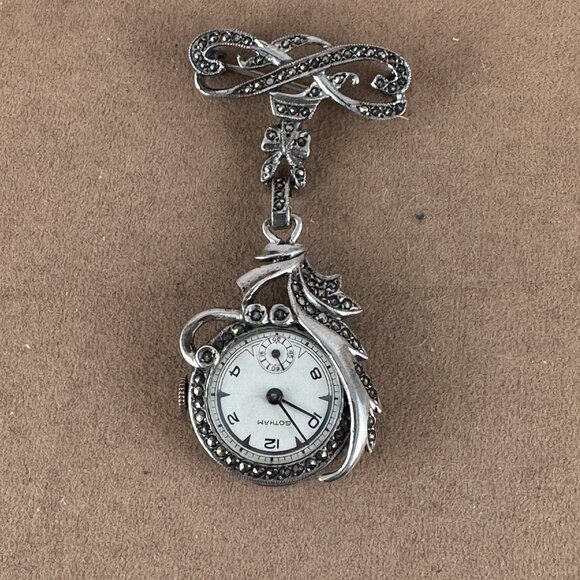 Fabulous Vintage 1920's Gotham Ladies Flower Art Deco Broach, Pendant Watch - Picture 3 of 6